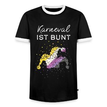 Karneval Fasching Fasnacht Asexuell Asexualität - Männer Kontrast-T-Shirt - Schwarz/Weiß - Vorne - AI Model Female 172 light (172cm) & AI Model Male 178 light (178cm)