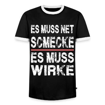 ES MUSS NET SCHMECKE ES MUSS WIRKE für Apotheker - Männer Kontrast-T-Shirt - Schwarz/Weiß - Vorne - AI Model Female 172 light (172cm) & AI Model Male 178 light (178cm)