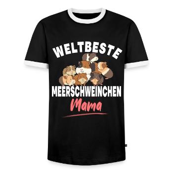 Weltbeste Meerschweinchen Mama für Frauen - Männer Kontrast-T-Shirt - Schwarz/Weiß - Vorne - AI Model Female 172 light (172cm) & AI Model Male 178 light (178cm)