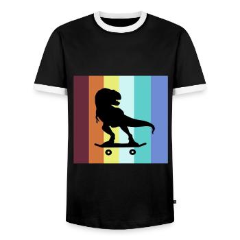 Skateboard Trex Skater Skateboard - T-shirt contrasté Homme - noir/blanc - Devant - AI Model Female 172 light (172cm) & AI Model Male 178 light (178cm)