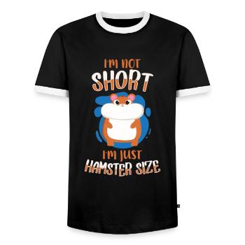 I M Not Short I M Just Hasmter Size - Men's Ringer Shirt - black/white - Front - AI Model Female 172 light (172cm) & AI Model Male 178 light (178cm)