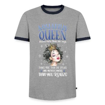 Aquarius Queen - Männer Kontrast-T-Shirt - Grau/Navy  - Vorne - AI Model Female 172 light (172cm) & AI Model Male 178 light (178cm)
