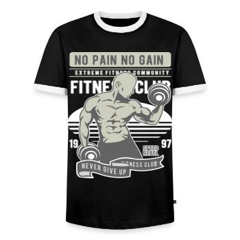 No Pain No Gain Gym - Männer Kontrast-T-Shirt - Schwarz/Weiß - Vorne - AI Model Female 172 light (172cm) & AI Model Male 178 light (178cm)