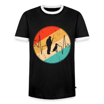 Hunting Retro Heartbeat - Men's Ringer Shirt - black/white - Front - AI Model Female 172 light (172cm) & AI Model Male 178 light (178cm)