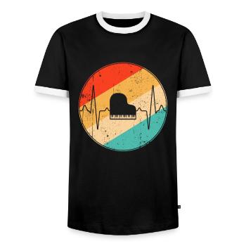 Klavier Retro Herzschlag - Männer Kontrast-T-Shirt - Schwarz/Weiß - Vorne - AI Model Female 172 light (172cm) & AI Model Male 178 light (178cm)