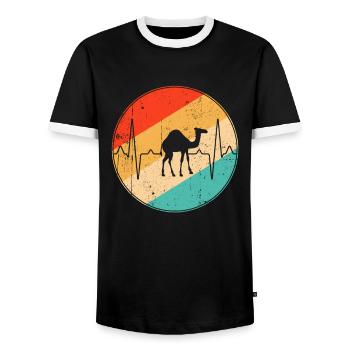 Rétro Heartbeat dromadaire - T-shirt contrasté Homme - noir/blanc - Devant - AI Model Female 172 light (172cm) & AI Model Male 178 light (178cm)