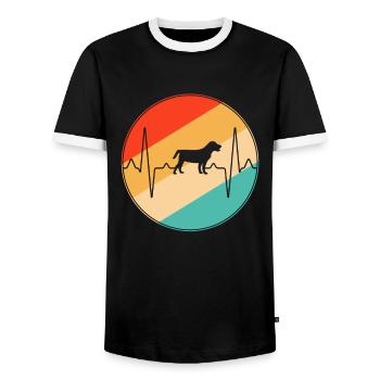 Hund Retro Herzschlag - Männer Kontrast-T-Shirt - Schwarz/Weiß - Vorne - AI Model Female 172 light (172cm) & AI Model Male 178 light (178cm)