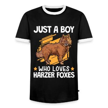 Boy of the Harz foxes loves herding fox - Men's Ringer Shirt - black/white - Front - AI Model Female 172 light (172cm) & AI Model Male 178 light (178cm)