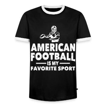 Le joueur de football américain est mon sport préféré - T-shirt contrasté Homme - noir/blanc - Devant - AI Model Female 172 light (172cm) & AI Model Male 178 light (178cm)