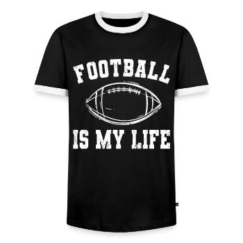 Le football est ma vie Joueur de football américain - T-shirt contrasté Homme - noir/blanc - Devant - AI Model Female 172 light (172cm) & AI Model Male 178 light (178cm)