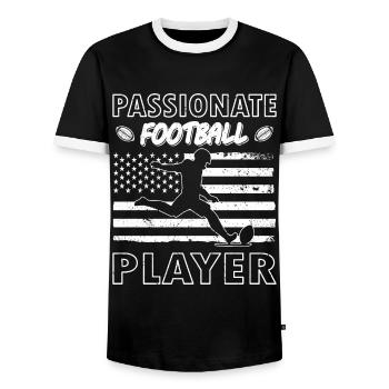 Football américain Passionné de football américain Sports - T-shirt contrasté Homme - noir/blanc - Devant - AI Model Female 172 light (172cm) & AI Model Male 178 light (178cm)