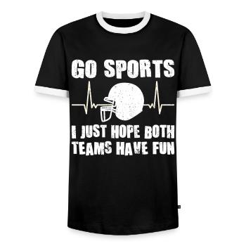 American Football Player Go Sports Sports Fan - Men's Ringer Shirt - black/white - Front - AI Model Female 172 light (172cm) & AI Model Male 178 light (178cm)