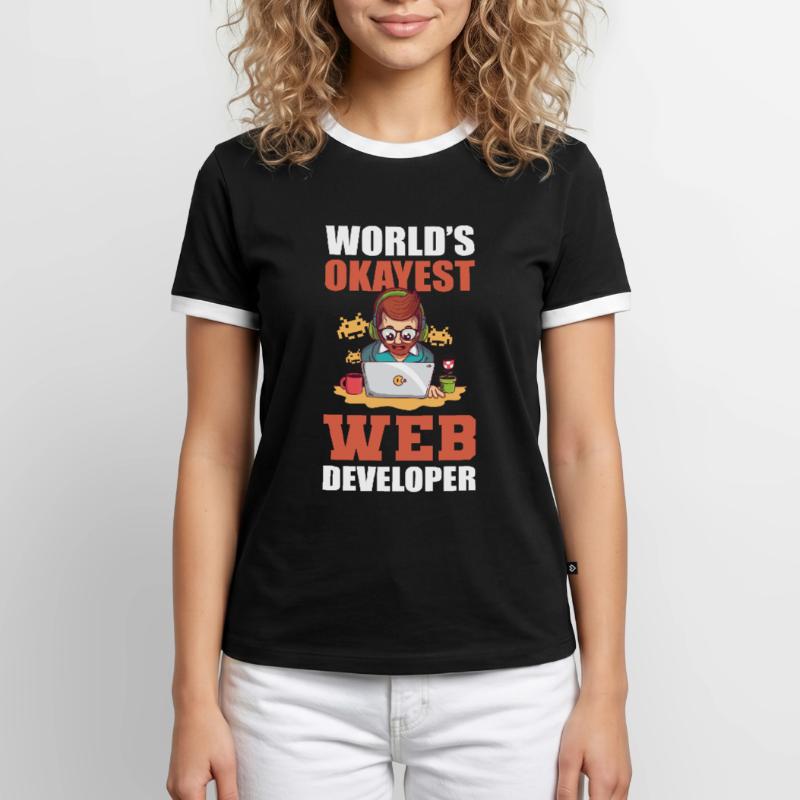 Worlds Okayest Web Developer Programmer T-shirt contrasté Homme