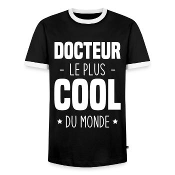 Docteur le plus cool du monde - T-shirt contrasté Homme - noir/blanc - Devant - AI Model Female 172 light (172cm) & AI Model Male 178 light (178cm)