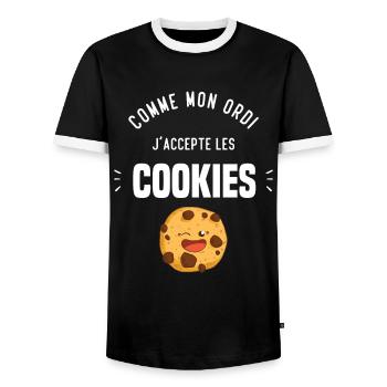 Comme mon ordi j'accepte les cookies Cadeau humour - T-shirt contrasté Homme - noir/blanc - Devant - AI Model Female 172 light (172cm) & AI Model Male 178 light (178cm)