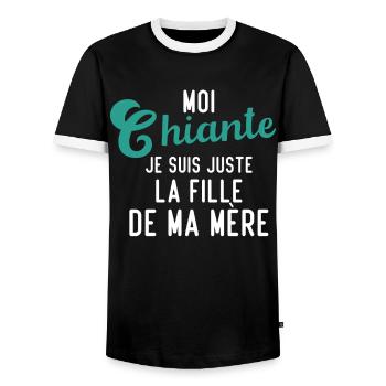 Moi chiante je suis juste la fille de ma mère - T-shirt contrasté Homme - noir/blanc - Devant - AI Model Female 172 light (172cm) & AI Model Male 178 light (178cm)