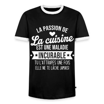 la passion de la cuisine est une maladie incurable - T-shirt contrasté Homme - noir/blanc - Devant - AI Model Female 172 light (172cm) & AI Model Male 178 light (178cm)
