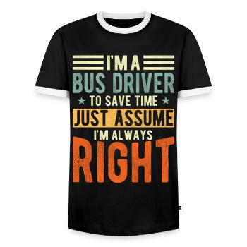 Busfahrer - Männer Kontrast-T-Shirt - Schwarz/Weiß - Vorne - AI Model Female 172 light (172cm) & AI Model Male 178 light (178cm)
