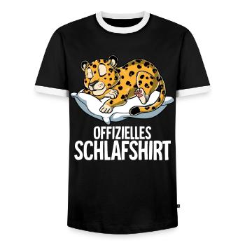 Offizielles Schlafshirt Leopard - Männer Kontrast-T-Shirt - Schwarz/Weiß - Vorne - AI Model Female 172 light (172cm) & AI Model Male 178 light (178cm)