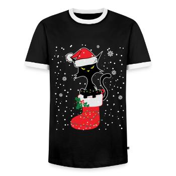 Funny Humor Christmas - Men's Ringer Shirt - black/white - Front - AI Model Female 172 light (172cm) & AI Model Male 178 light (178cm)