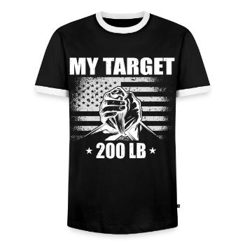 Armwrestler USA-Flaggen-Handdrücken - Männer Kontrast-T-Shirt - Schwarz/Weiß - Vorne - AI Model Female 172 light (172cm) & AI Model Male 178 light (178cm)