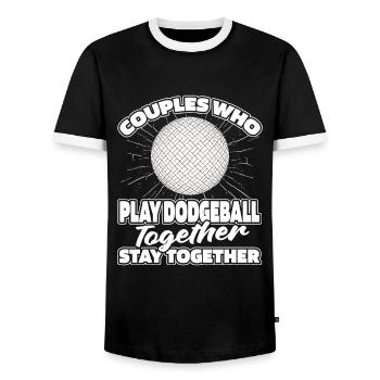 Couple de ballon chasseur - T-shirt contrasté Homme - noir/blanc - Devant - AI Model Female 172 light (172cm) & AI Model Male 178 light (178cm)