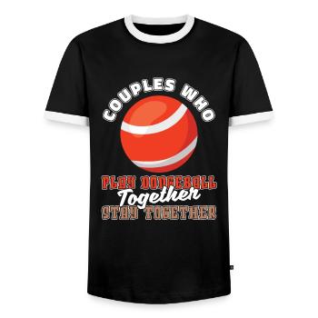 Couple de ballon chasseur - T-shirt contrasté Homme - noir/blanc - Devant - AI Model Female 172 light (172cm) & AI Model Male 178 light (178cm)