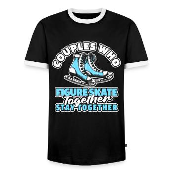 Patinage artistique Couple de patineurs artistiques - T-shirt contrasté Homme - noir/blanc - Devant - AI Model Female 172 light (172cm) & AI Model Male 178 light (178cm)
