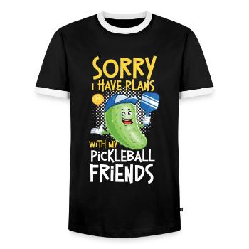 Pickleball Pickle Sorry I Have - Männer Kontrast-T-Shirt - Schwarz/Weiß - Vorne - AI Model Female 172 light (172cm) & AI Model Male 178 light (178cm)