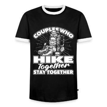 Hiking Hikers Couple - Men's Ringer Shirt - black/white - Front - AI Model Female 172 light (172cm) & AI Model Male 178 light (178cm)