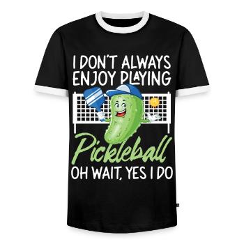 Pickleball Pickle que je ne fais pas toujours - T-shirt contrasté Homme - noir/blanc - Devant - AI Model Female 172 light (172cm) & AI Model Male 178 light (178cm)