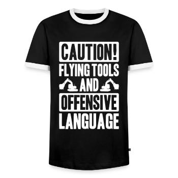 Excavator Driver Excavator Operator Heavy Equipment Operator - Men's Ringer Shirt - black/white - Front - AI Model Female 172 light (172cm) & AI Model Male 178 light (178cm)
