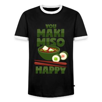 Maki & Miso - Japanisches Essen - Männer Kontrast-T-Shirt - Schwarz/Weiß - Vorne - AI Model Female 172 light (172cm) & AI Model Male 178 light (178cm)