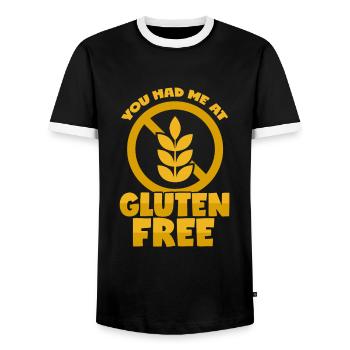 Gluten-free - Men's Ringer Shirt - black/white - Front - AI Model Female 172 light (172cm) & AI Model Male 178 light (178cm)