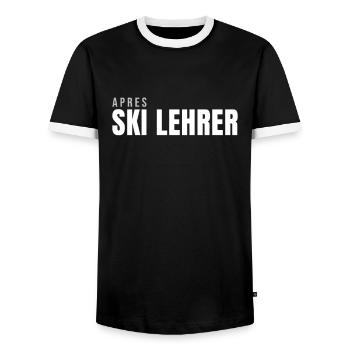 Apres Skilehrer Apre Ski Party - Männer Kontrast-T-Shirt - Schwarz/Weiß - Vorne - AI Model Female 172 light (172cm) & AI Model Male 178 light (178cm)