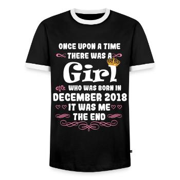 Es war einmal ein Mädchen. Dezember 2018 Geburtsta - Männer Kontrast-T-Shirt - Schwarz/Weiß - Vorne - AI Model Female 172 light (172cm) & AI Model Male 178 light (178cm)