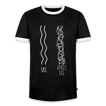 Skiing Funny Après Ski party - Männer Kontrast-T-Shirt - Schwarz/Weiß - Vorne - AI Model Female 172 light (172cm) & AI Model Male 178 light (178cm)