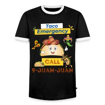 Taco Notruf 9 Juan Juan Lustiger Taco Liebhaber - Männer Kontrast-T-Shirt - Schwarz/Weiß - Vorne - AI Model Female 172 light (172cm) & AI Model Male 178 light (178cm)