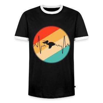 Pelikan Retro Heartbeat - T-shirt contrasté Homme - noir/blanc - Devant - AI Model Female 172 light (172cm) & AI Model Male 178 light (178cm)