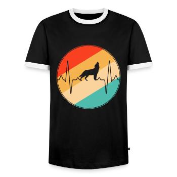 Wolf Retro Heartbeat - T-shirt contrasté Homme - noir/blanc - Devant - AI Model Female 172 light (172cm) & AI Model Male 178 light (178cm)