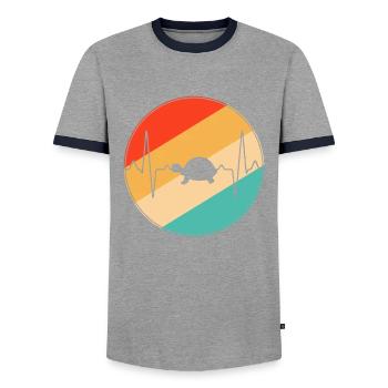 Tortue Rétro Heartbeat - T-shirt contrasté Homme - gris/marine  - Devant - AI Model Female 172 light (172cm) & AI Model Male 178 light (178cm)