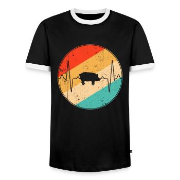 Turtle Retro Heartbeat - Men's Ringer Shirt - black/white - Front - AI Model Female 172 light (172cm) & AI Model Male 178 light (178cm)