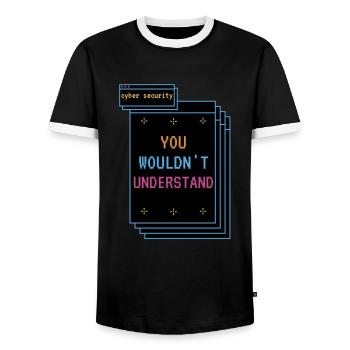 Cybersecurity - IT Security Computer Scientist - Men's Ringer Shirt - black/white - Front - AI Model Female 172 light (172cm) & AI Model Male 178 light (178cm)