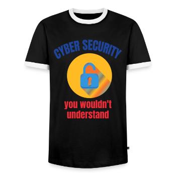 Cybersecurity - IT Security Computer Scientist - Men's Ringer Shirt - black/white - Front - AI Model Female 172 light (172cm) & AI Model Male 178 light (178cm)
