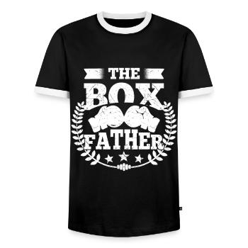 Boxfather Boxing Gloves Funny Boxer Gift Idea - Männer Kontrast-T-Shirt - Schwarz/Weiß - Vorne - AI Model Female 172 light (172cm) & AI Model Male 178 light (178cm)