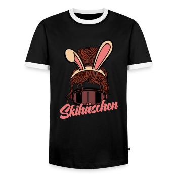 Skihäschen Apres Ski Skihase Kostüm - Männer Kontrast-T-Shirt - Schwarz/Weiß - Vorne - AI Model Female 172 light (172cm) & AI Model Male 178 light (178cm)