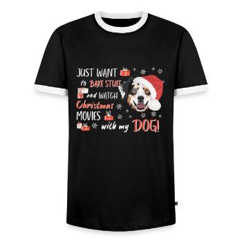 Berger australien Joyeux Noël - T-shirt contrasté Homme - noir/blanc - Devant - AI Model Female 172 light (172cm) & AI Model Male 178 light (178cm)