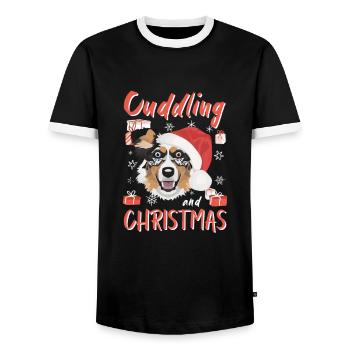 Berger australien Joyeux Noël - T-shirt contrasté Homme - noir/blanc - Devant - AI Model Female 172 light (172cm) & AI Model Male 178 light (178cm)