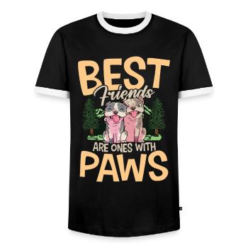 Best Friends Are Ones With Paws - Männer Kontrast-T-Shirt - Schwarz/Weiß - Vorne - AI Model Female 172 light (172cm) & AI Model Male 178 light (178cm)