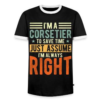 Cerf corset - T-shirt contrasté Homme - noir/blanc - Devant - AI Model Female 172 light (172cm) & AI Model Male 178 light (178cm)